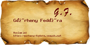 Görheny Fedóra névjegykártya
